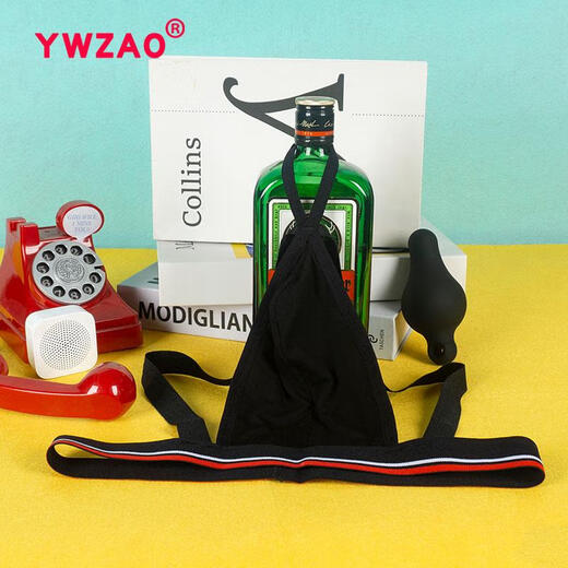 Xinyoujie sexy men's thong black combination N16 leg temptation butt plug underwear T pants sss fingertip silicone 28-32 yards