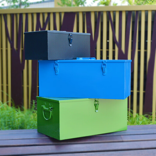 Ye Yu Hardware Tool Box Home Multifunctional Storage Box Car Iron Portable Electrician Stainless Steel Box Large Turnover Box Black 31*19*20 (Full Welding 1.0)