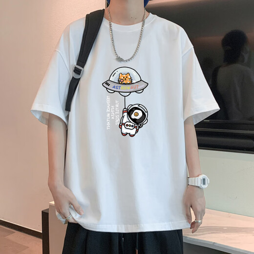 青少年短袖T恤男2025新款夏季纯棉宽松高中生大童初中生男生上衣 【2件装】672卡其+671绿色 M 100-115斤