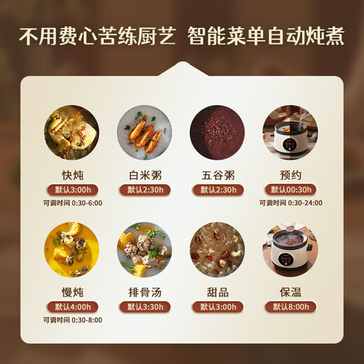 Electric stew pot steamer electric cooking pot stew pot casserole stew and steam all-in-one food supplement pot stew soup cup electric stew pot electric casserole soup pot stew water-proof porridge multi-function 5L purple sand scheduled appointment 4-6 people