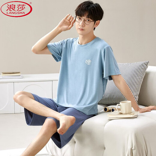 Langshas neuer Modal Pyal Pyjamas Herren Sommer Dünner Eisseide Kurzarm Sommer Großgröße Atmungsfreies lässiges Heimkleidungssatz 6624 L 100-120jin [Jin entspricht 0,5 kg]