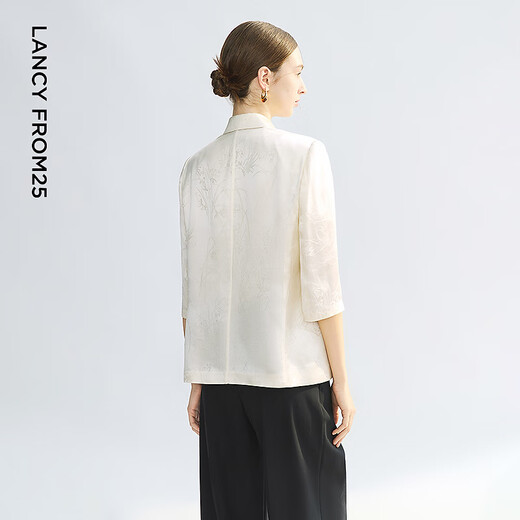 Langzi Lantingxu mulberry silk suit jacket temperament summer new new Chinese button suit off-white 2XL