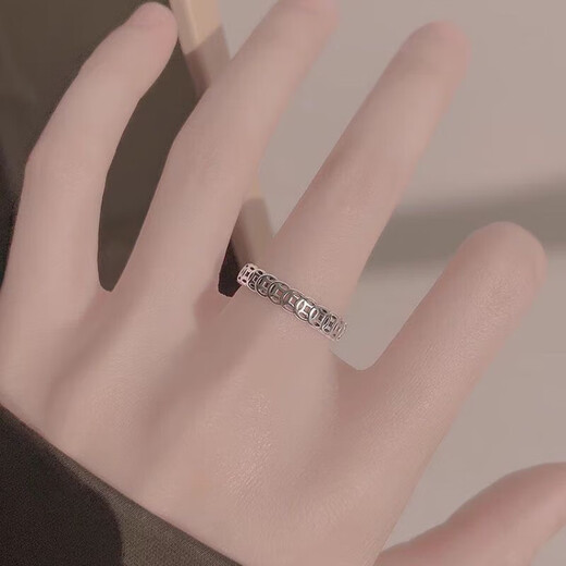 Hanjin Palace shiny 999 sterling silver retro ring for women to collect money and coins personalized ins design simple small Qianduoduo sterling silver ring 10.9g with original gift box certificate