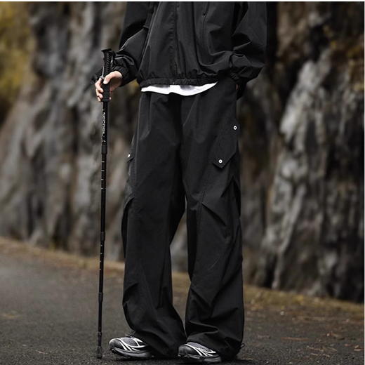 Dingfengbaoluo American outdoor paratrooper overalls men's autumn loose casual pleated design long pants XP01 Xingyao black XL