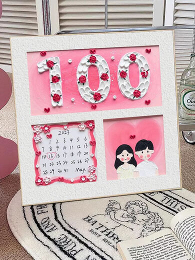 Raft Core 100th Day Anniversary Gift to Girlfriend Couple Love Digital Oil Painting Quartz Sand Texture Painting DIY Graffiti Painting Customized Texture Painting nx12138 20*20cm Stretched Solid Wood Inner Frame