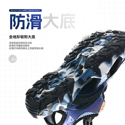 Anta children's sandals for boys and girls summer new non-slip and wear-resistant toe-toe sports shoes outdoor toe-toe non-slip beach shoes dusty blue/black-1 35 size