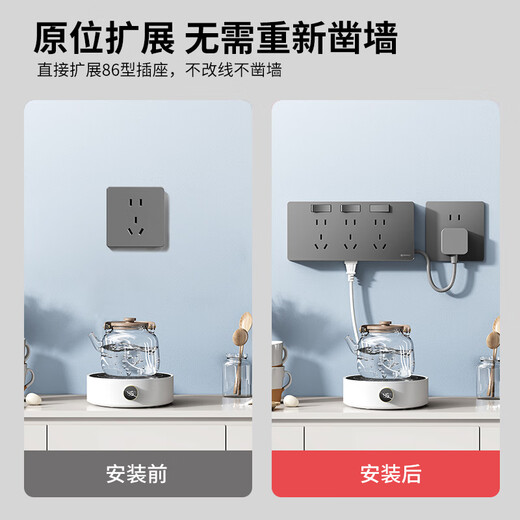 International Electrician (FDD) expansion socket with power cord multifunctional bedroom wall extension conversion socket kitchen plug strip with switch left plug wire 3 open 21 holes - white