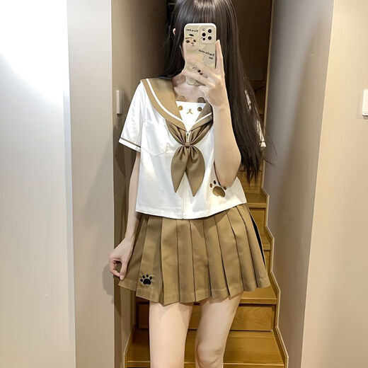 Chun Nasha original jk uniform set genuine student wear college style women's skirt sailor suit full set Japanese college Nana bear long sleeve + short skirt + goldfish festival XL
