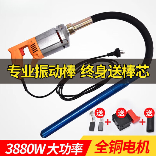 XMSJ单相220v手提式混凝土振动棒震动器建筑工具插入式水泥振捣棒小型 3880W+50型1米棒
