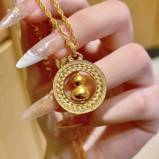 Allies pure gold 999 gold dot diamond wheat ear gourd pendant can be rotated light luxury round pure gold pendant to give to your girlfriend. Specific weight private message customer service to change the price.
