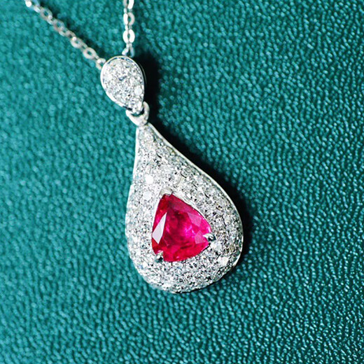 Orenchi Necklace for Women Natural Ruby 18K Gold Diamond Pendant Luxury Jewelry Wedding Anniversary Birthday Gift for Wife Selected Ruby Necklace Main Stone 0.82 Carats