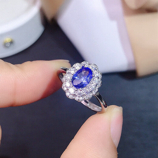 Shaoyu natural tanzanite ring S925 silver inlaid with light luxury texture, classic and generous 5*7mm