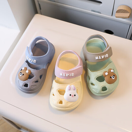 Children's Bara Girls Baby Sandals Summer Infant and Toddlers Small Middle School Boys Anti-slip Soft Sole Bathroom Beach 9277/Gray-blue 16/Inner length 16cm Suitable for foot length 16cm