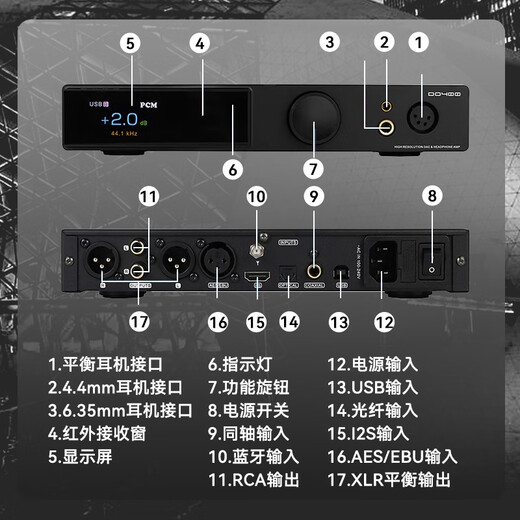 SMSL Shuangmu Sanlin DO400 decoder hifi fever DAC decoder amp all-in-one machine ESS9039MSPRO DO400 black