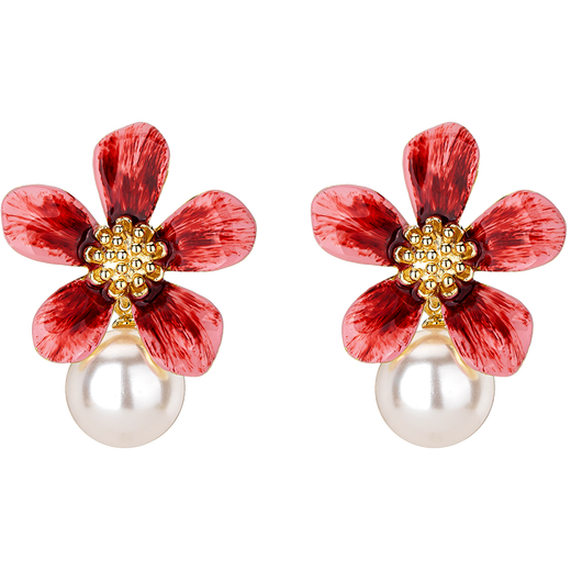 Qlady Spring Flower Earrings Women's Pearl Temperament Imitation Pearl Earrings 2025 New High-end Earrings Birthday Gift