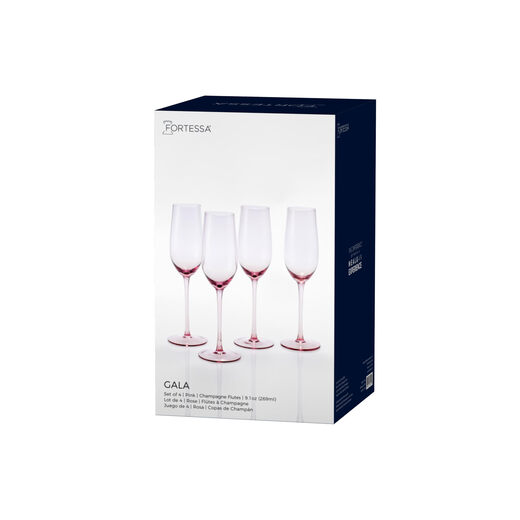 FortessaGala Glassware, 9-Ounce Champagne Flutes (Set of 4), Pink