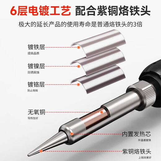 Deli electric soldering iron, household welding, small soldering, internal heat repair, temperature adjustment, welding, professional grade thermostat artifact set 60w intelligent fast heating thermostat 11-piece set