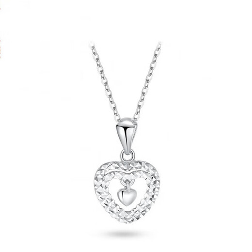 Dirholl brand PT950 platinum double heart pendant necklace for women, fashionable and versatile clavicle chain, Valentine's Day gift for girlfriend, platinum heart-shaped necklace, high-end gift box