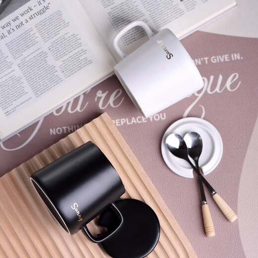 Home Relaxation Ceramic Mug with Spoon Lid for Gifts Coffee Cup Milk Cup Breakfast Cup Office Water Cup Men's and Women's Tea Cup White Home Relaxation Ceramic Mug with Spoon Lid for Gifts Coffee Cup Milk Cup Breakfast Cup Office Water Cup Men's and Women's Tea Cup White
