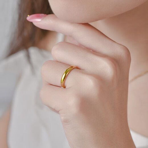 Iosn gold ring plain ring for women new pure gold 999 pure gold glossy men's ring solid couple ring for girlfriend glossy plain ring 1.91g