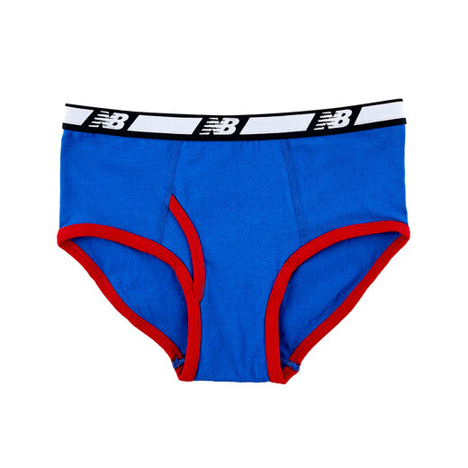 NEW BALANCE Boys' Soft Cotton Tagless Briefs (5-Pack) Royals/Shoe Red/Team Red/Stripes/White Large