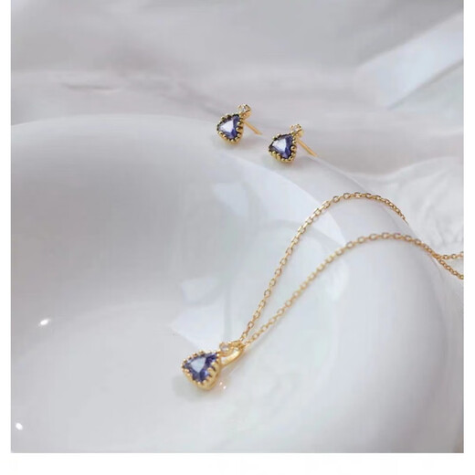 Tanzanite bracelet Japanese natural 18K gold plated light luxury amethyst pendant 925 clavicle chain Tanzanite necklace