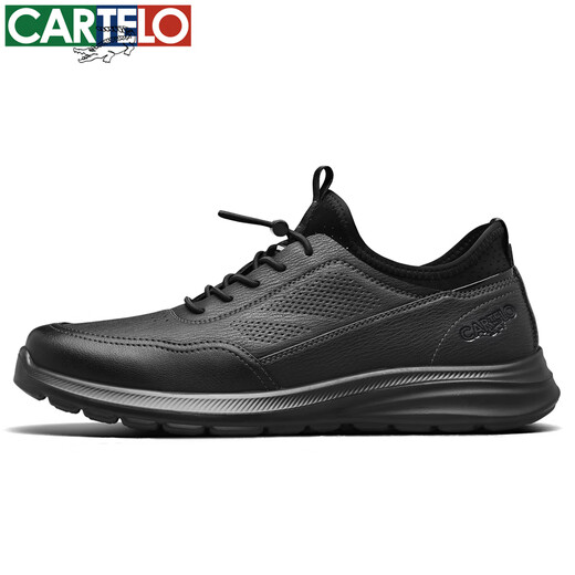 CARTELO men's shoes spring and autumn leather breathable dad shoes business sports casual men's leather shoes 5208 black 42
