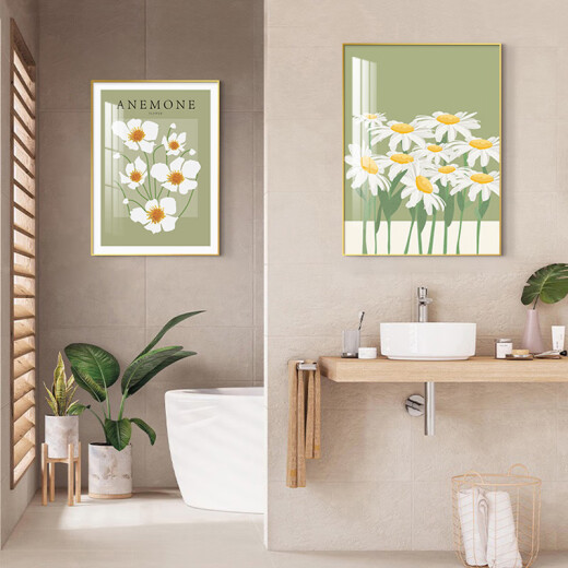 Mojy Badezimmer hängende Gemälde mit High-End-Gefühl, ohne Badezimmer Landschaft Hängende Malerei Landschaft Dekoration Gemälde über die Toilette Toilette ZSH13548-Lazy Sommerrahmen 30x40cm Leichte Luxusgoldenrahmen + Plexiglass