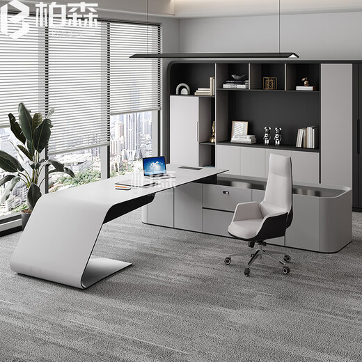 Painted boss desk and chair combination, president desk, light luxury, high-end writing desk, designer Bugatti executive desk, size and color customization