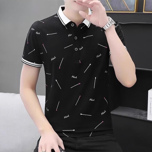 Sept t-shirts à manches courtes de sept wolf Summer Polo en coton imprimé pour hommes T-shirt mince t-shirt Men 677 White L [110-120Jin [Jin est égal à 0,5 kg]]]