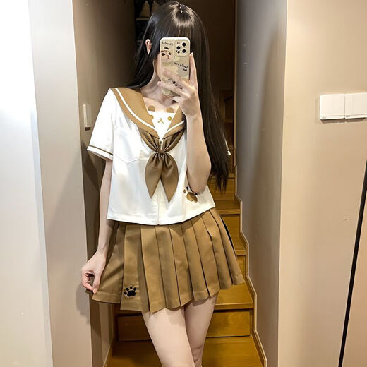 Chun Nasha original jk uniform set genuine student wear college style women's skirt sailor suit full set Japanese college Nana bear long sleeve + short skirt + goldfish festival XL