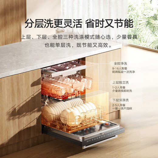 Mijia Xiaomi dishwasher 18 sets S20 built-in household dishwasher hot air drying automatic opening and closing door five-star disinfection intelligent pollution recognition first-class water efficiency