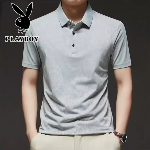 Playboy (PLAYBOY) high-end POLO shirt men's short-sleeved ice silk summer business casual half-sleeved men's lapel breathable top T-shirt navy 806 3XL recommended 160175Jin Jin equals 0.5 kg