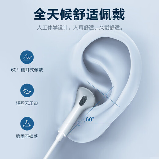 Gu Jing Huaqiangbei wired top version type-c headset semi-in-ear suitable for Huawei Honor headphones vivo/OPPO/Xiaomi Redmi mobile phone lossless sound quality headphone cable top version lossless sound quality丨HD wire control ~