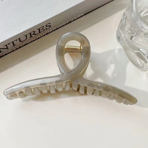 Give your girlfriend a value-for-money multi-piece set of hair clips, acrylic hair ties, high ponytail, camellia heart hair accessories, 2-piece set, 13cm coffee + gray /