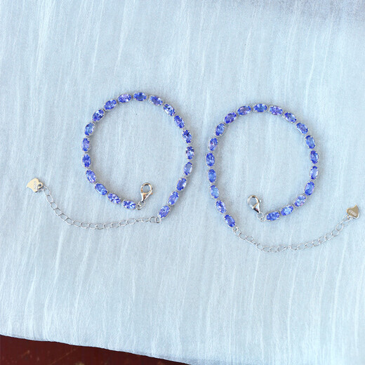 Chiying 2025 new trendy high-quality colored gemstones natural tanzanite sterling silver inlaid bracelet women's colored gemstone hand jewelry gift. One piece will be sent randomly. The bare stone is about 5*3MM.