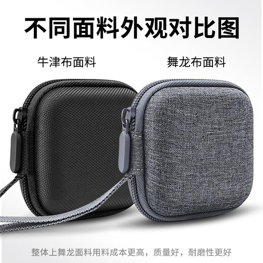 OLYSON适用西部数据移动固态硬盘收纳盒Elements SE保护套WD随行硬盘收纳包新元素U盘超小防水防震便携袋 【气囊减震款】牛津黑12.5×8cm