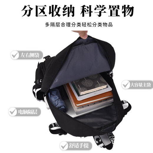 HGIRXV精品NBA库里周边书包初中男生大容量护脊双肩包男孩小学生3-6年级 黑色A款-27件套大礼包