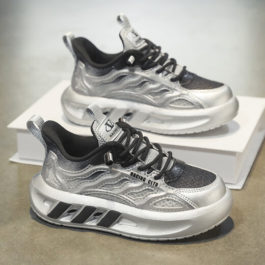 
HEACOOA boys shoes 2025 summer new style medium and large boys soft sole daddy trendy shoes children's mesh breathable sports shoes 9756 meters black [summer single net] 30