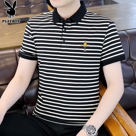 Playboy (PLAYBOY) short-sleeved T-shirt men's POLO bottoming shirt summer ice silk half-sleeved high-end inner wear men's fashion brand slimming clothes