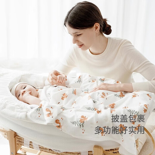 Tongtai baby swaddle pure cotton baby swaddle newborn blanket blanket newborn anti-jump blanket 2-pack rice blue