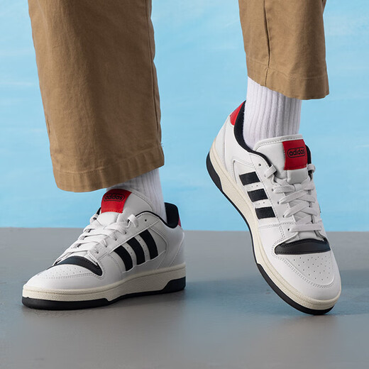 阿迪达斯 （adidas）男鞋子 25夏季新款运动鞋轻便透气耐磨休闲鞋经典小白鞋低帮板鞋 1283/白/红/黑/热销推荐 41