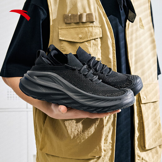 ANTA Explore the World | Breathable and Comfortable Sports Shoes for Men 2025 Autumn New Outdoor Shock-absorbing Lightweight and Versatile Training Shoes Black/Volcanic Ash-3 40