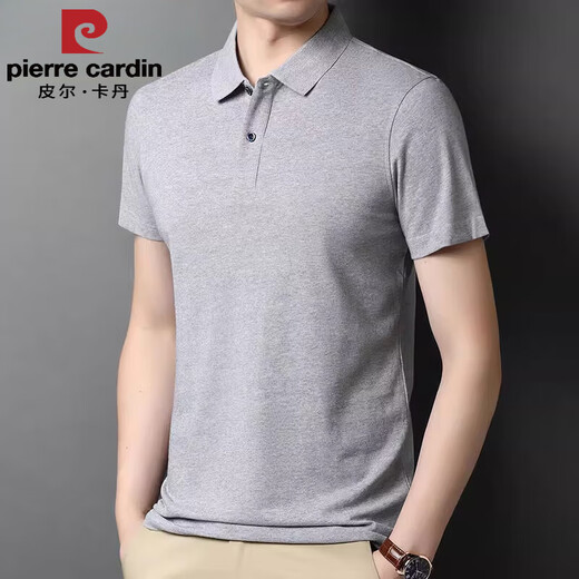 皮尔卡丹（pierre cardin）品牌夏季男士翻领短袖T恤男中年人夏装灰色上衣休闲半袖polo衫 hyx-2691翻领短袖T恤藏青 L 175/92A (体重120-140斤)