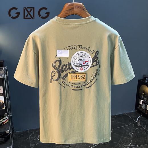 
GLXLG short-sleeved T-shirt men's summer high-end 2025 new trend printed top high-spin Xinjiang cotton loose t-shirt Mint green [JSW9906] M suitable for 90-108Jin [Jin equals 0.5 kg]