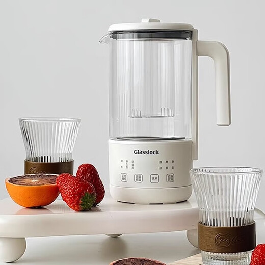 GLASSLOCK Pure Titanium Health Kettle Full Glass Tea Kettle Constant Temperature Kettle Insulated and Boiled Water Integrated Smart Electric Kettle Mini Small Office 1-2 People Flower Tea Kettle Pure Titanium Heating Plate 0.6L - White Standard Model