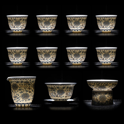 Simitang Ceramic Kung Fu Tea Set for Home Office Complete Set of White Porcelain Covered Bowl Teacup Business Gift Souvenir