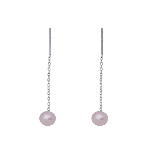 Mansheng S999 sterling silver small ear wire women's freshwater pearl 2025 new trendy temperament long ear piercing tassel earrings earrings white pearl ear wire 4.5cm