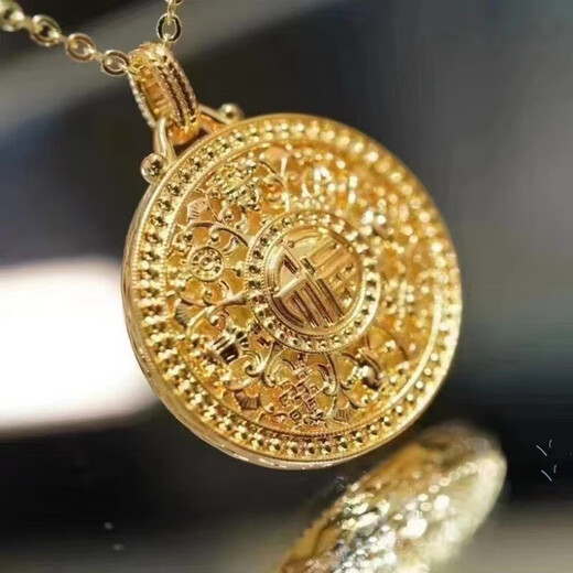 Huaiyin 18k gold eight-treasure compass pendant inlaid with red agate blessing necklace light luxury birthday Qixi Festival gift eight-treasure compass single pendant