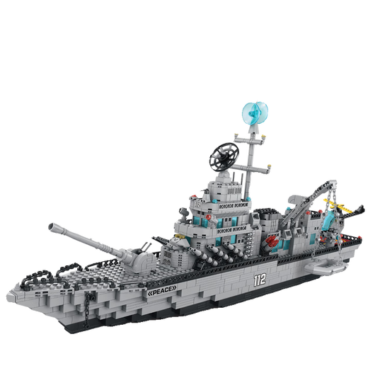 Large building block aircraft carrier aircraft carrier assembly toy boy warship children 6-12 years old whole ship remote control lights/70 cm/missile cruiser